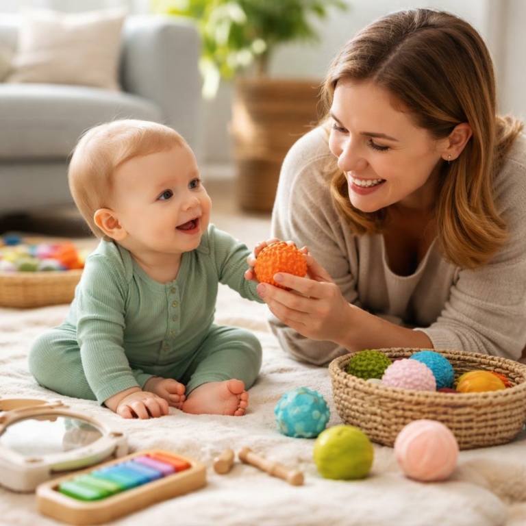 Stimuler les sens de bébé (6–12 mois) : activités simples et sécurisées